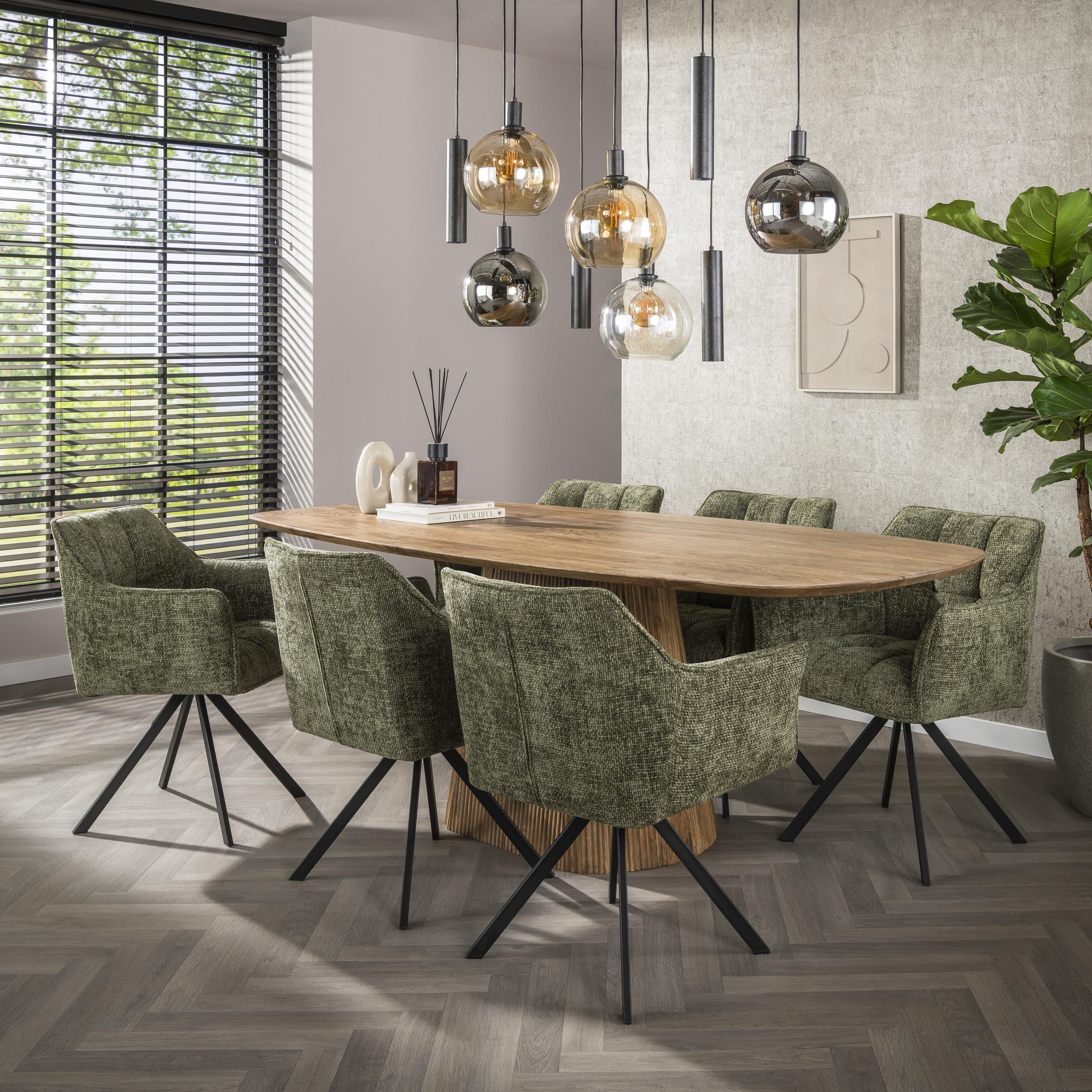 Sillón Raster giratorio - juego de 2 - Hoven Green