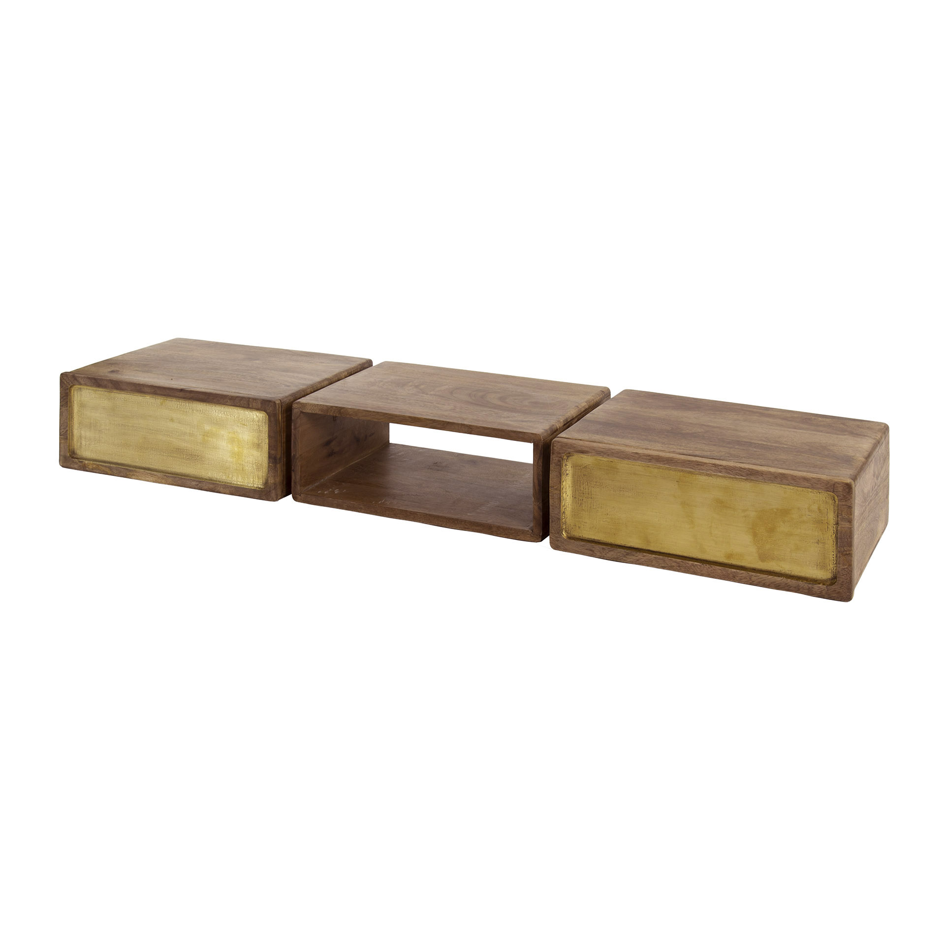 Dressing table Brass 2 drawers - Solid mango sand