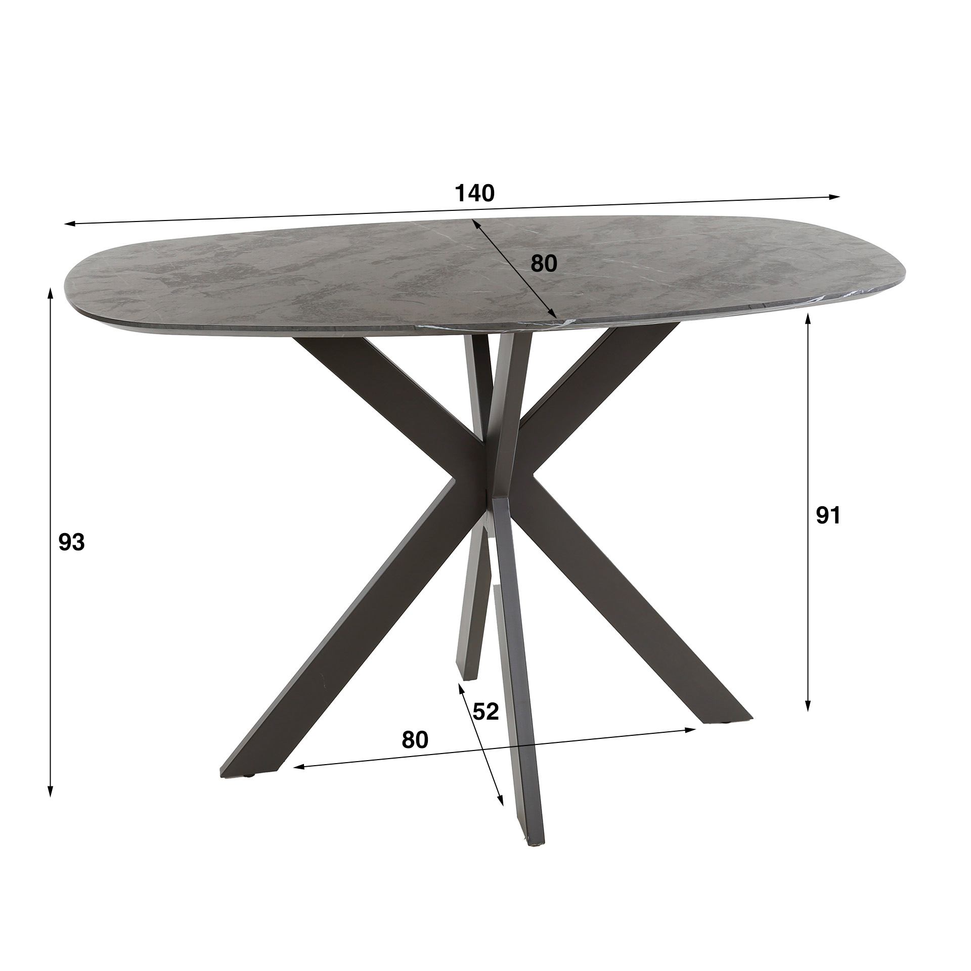 Bar table cross frame Danish oval / 3D black brown