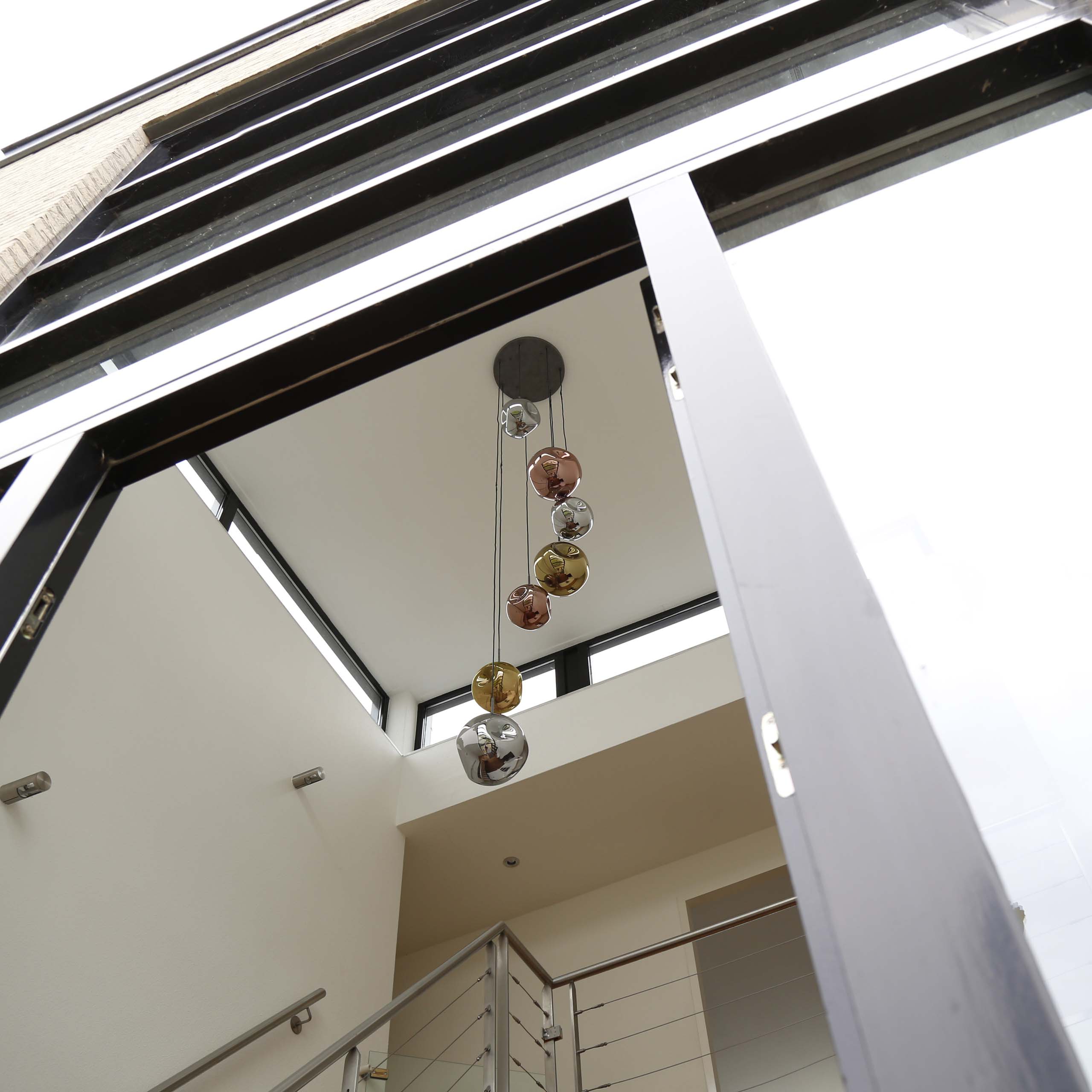 Lámpara colgante 7L escalonada estelar / Plata vieja