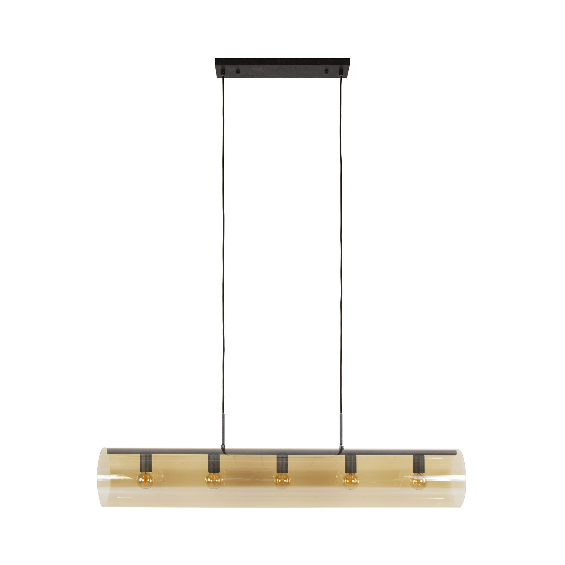 Hanging lamp 5L tube amber glass / Artic black
