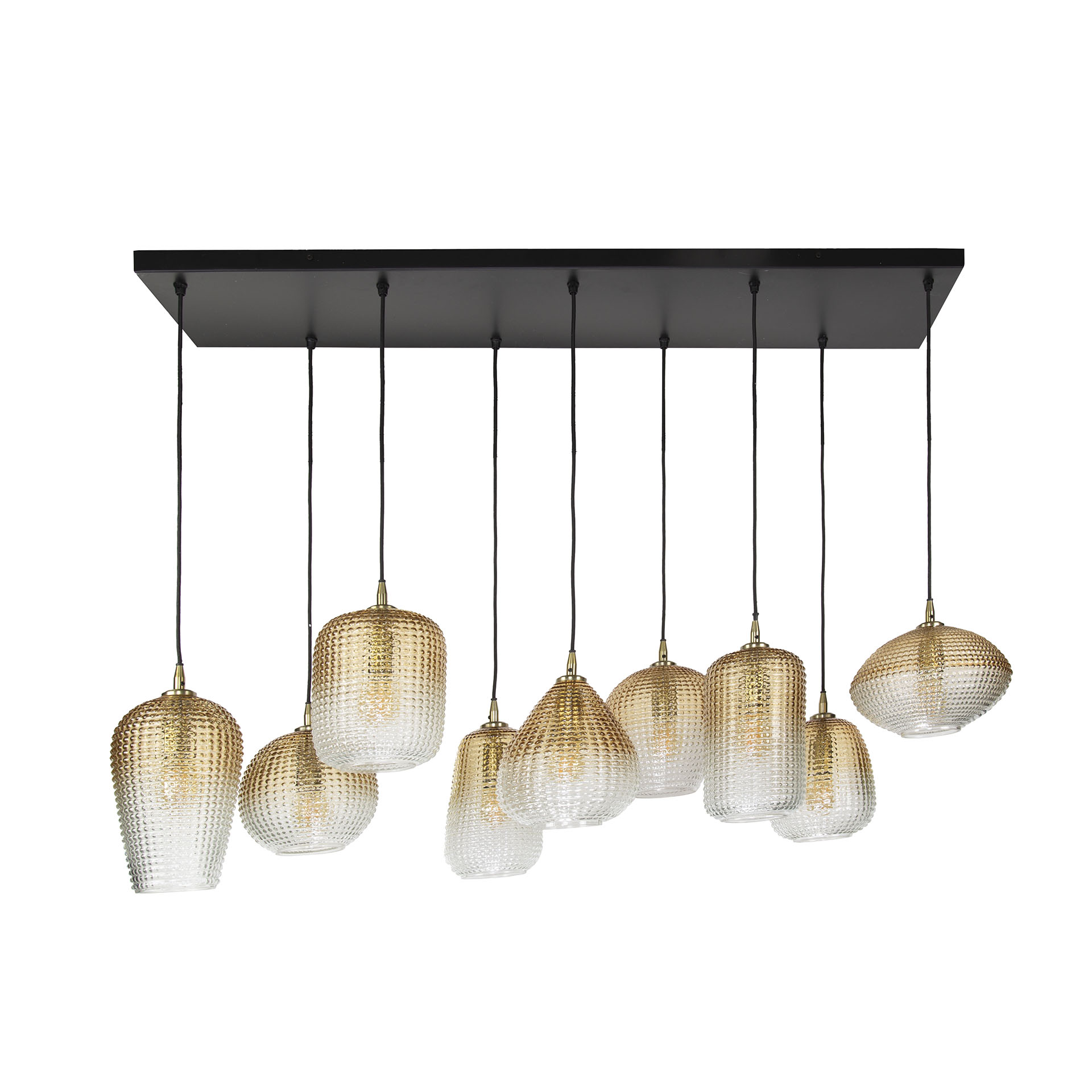 Hanging lamp 5+4 dot pattern / Amber-colored glass