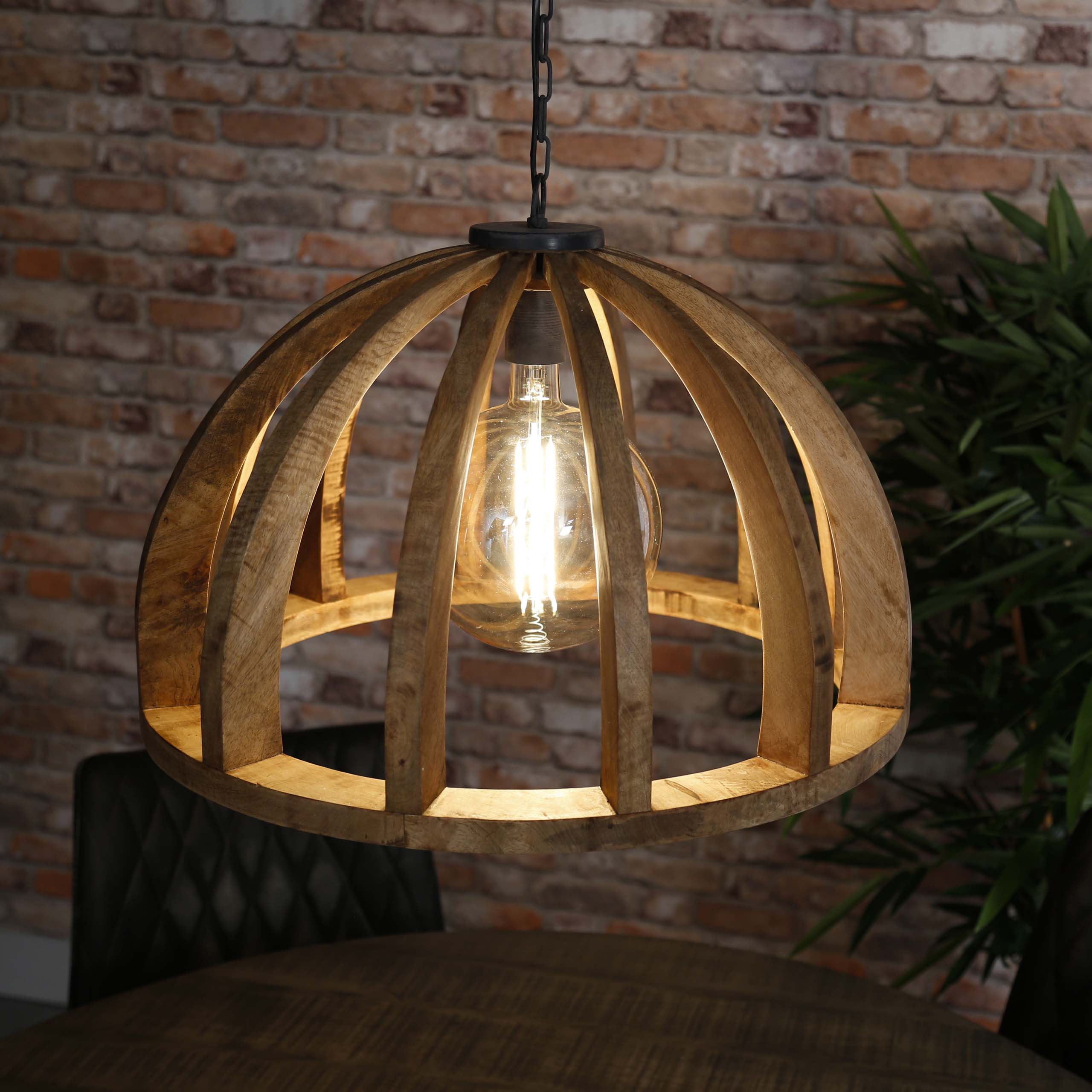 Hanging lamp Orba 1-light Ø60 cm - Solid mango