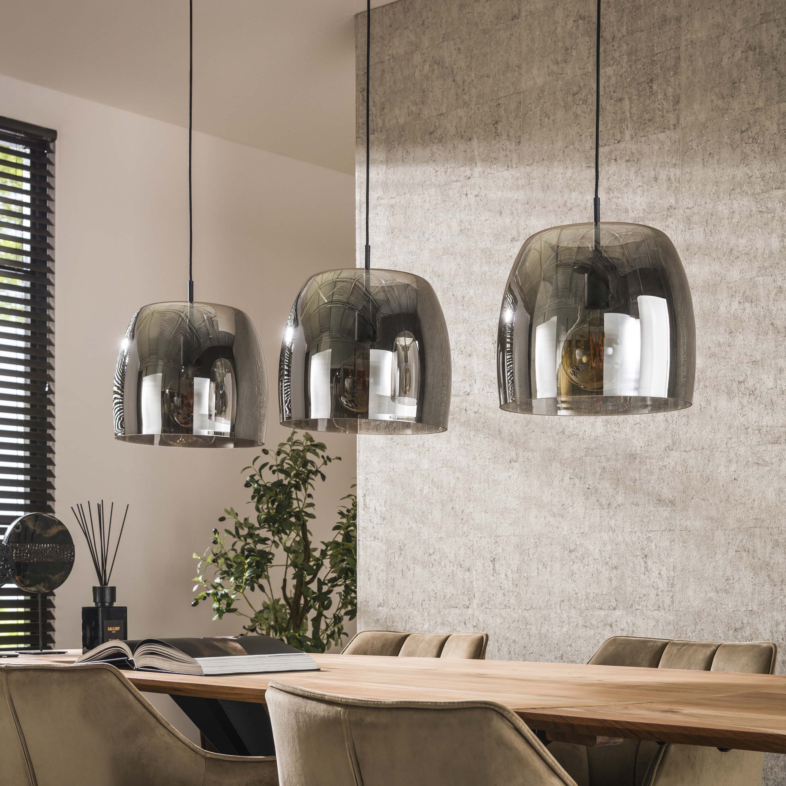 Hanging lamp 3L drift glass / Smoke gray glass