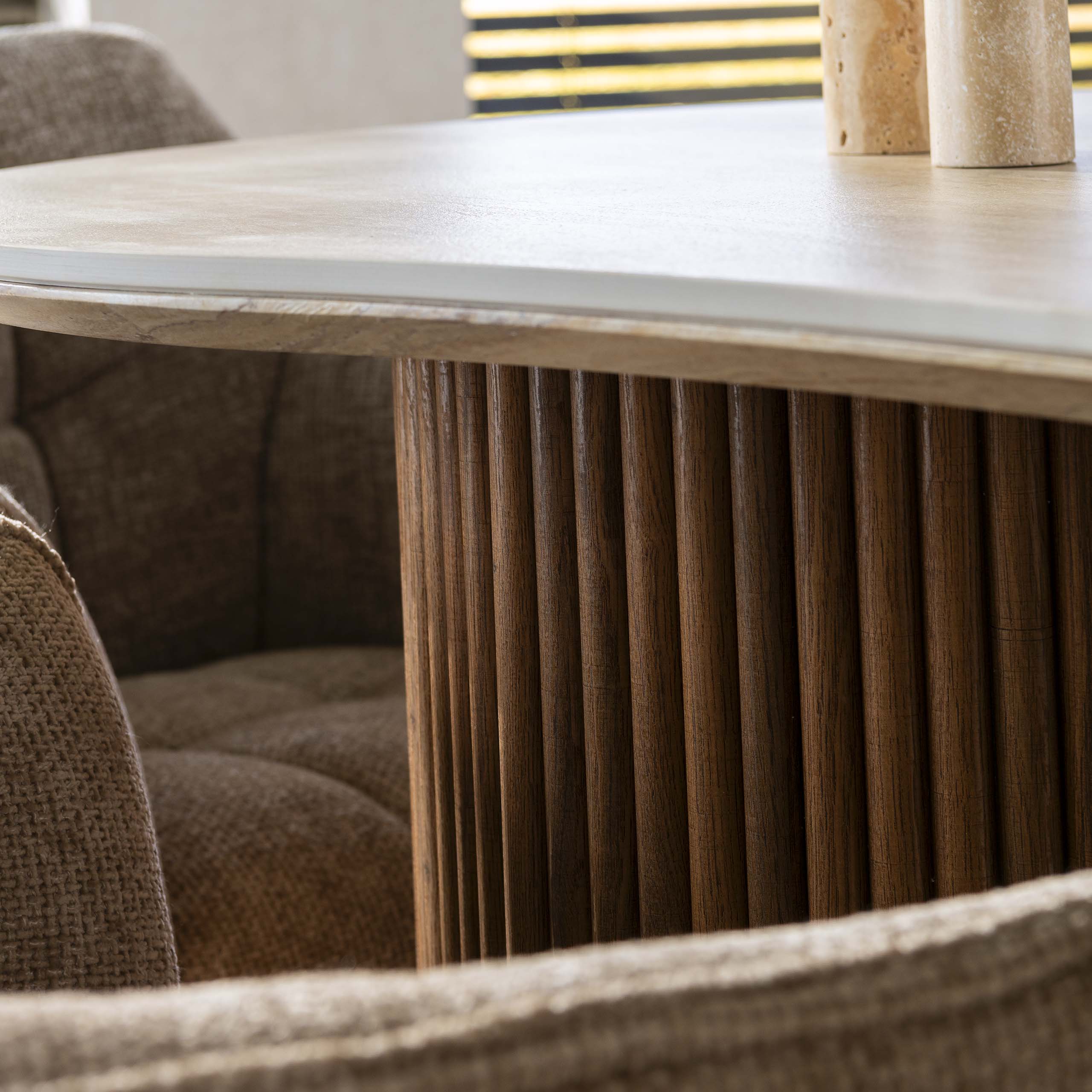 Romano dining table kidney-shaped 215 cm - 3D ceramic travertine