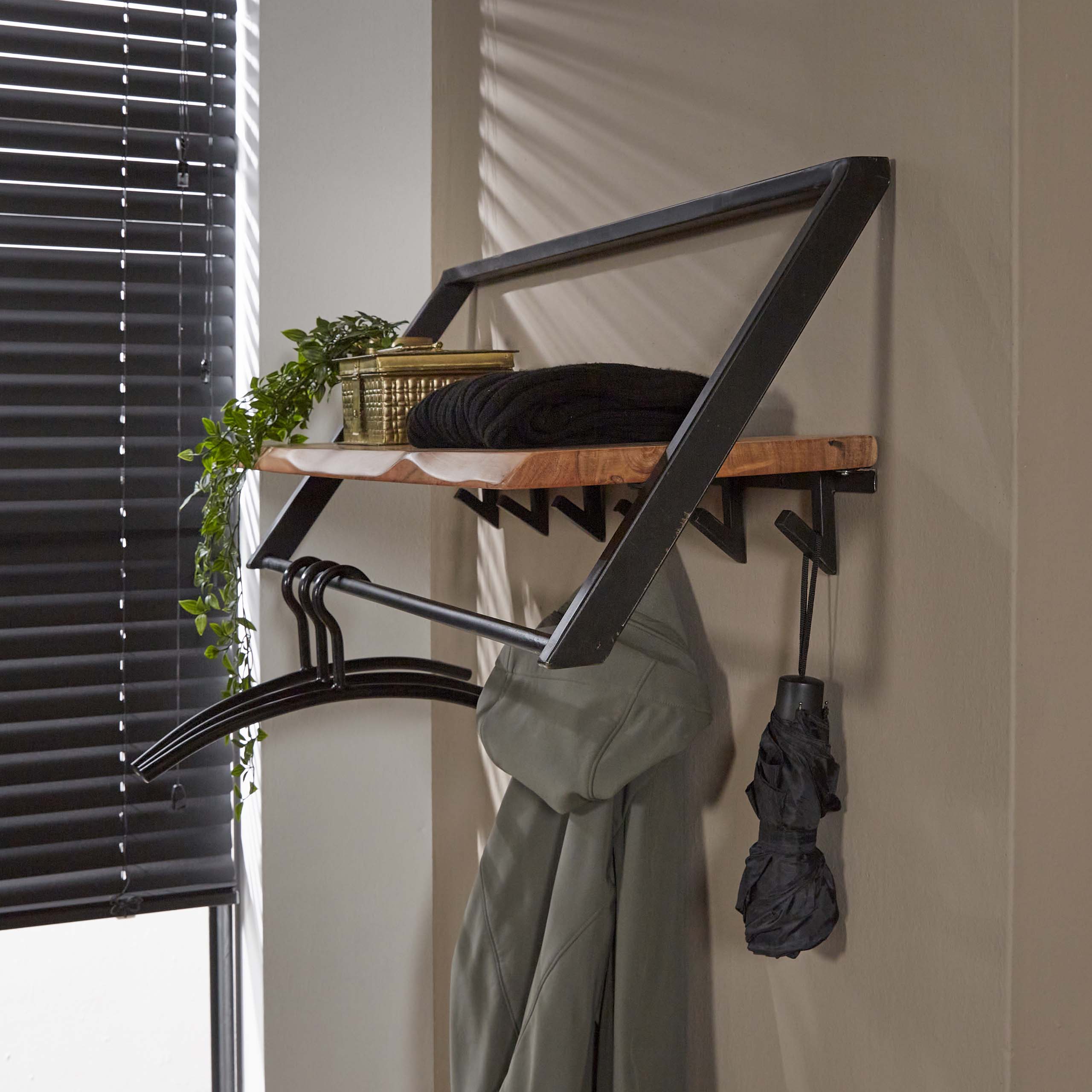 Coat rack Lean - 6 hooks - Solid acacia