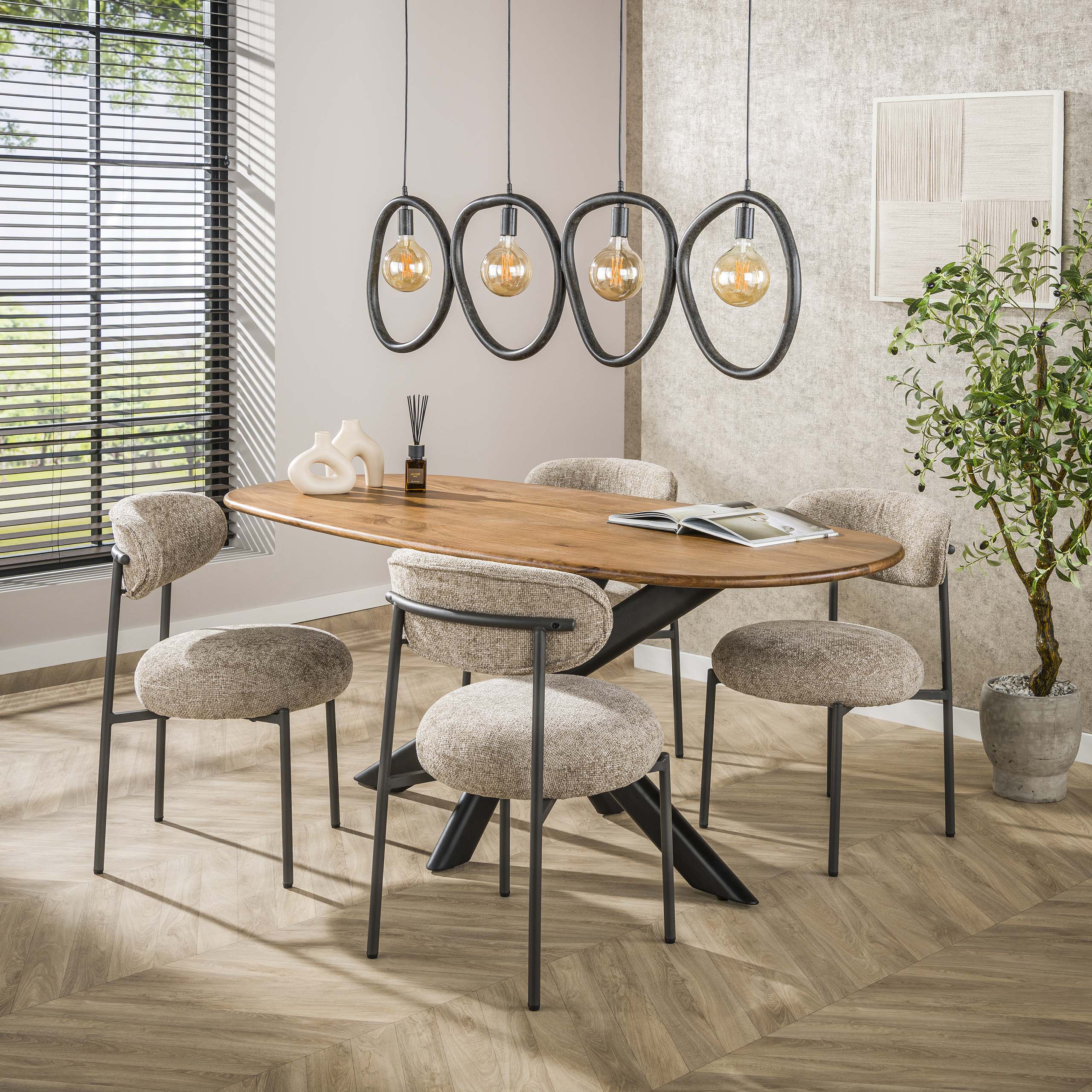 Cliff oval dining table 180 cm - Solid mango sand