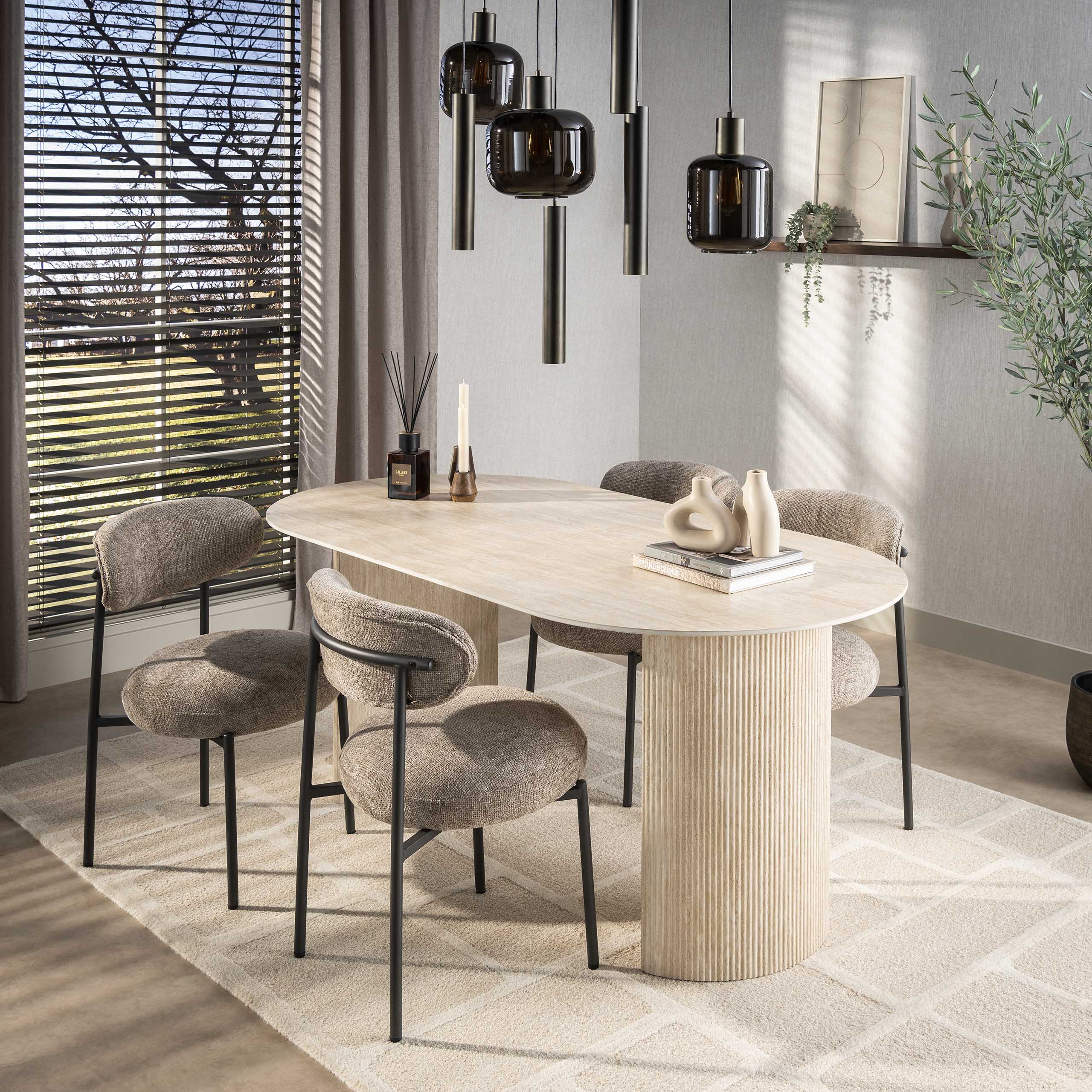 Romano Arch dining table flat oval 180 cm - Ceramic travertine