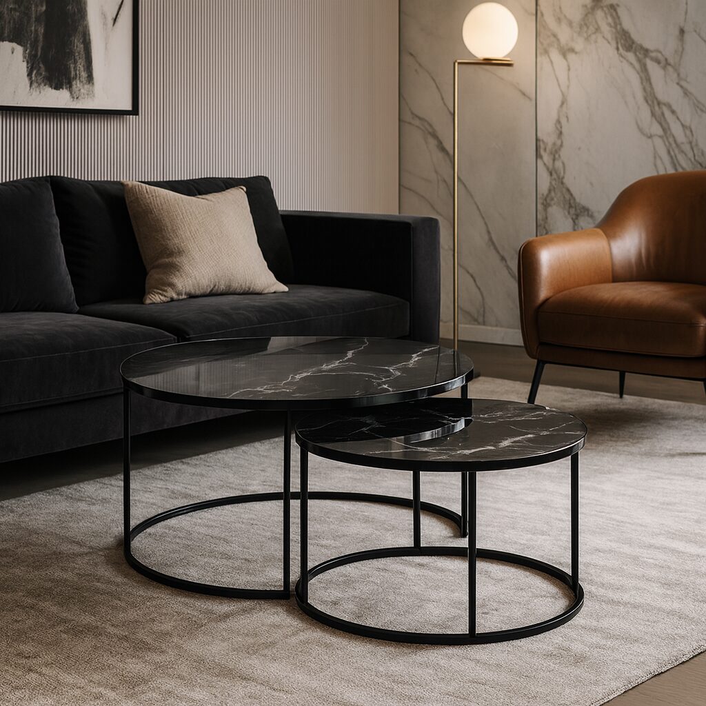 Coffee table Black - Black & White Marble