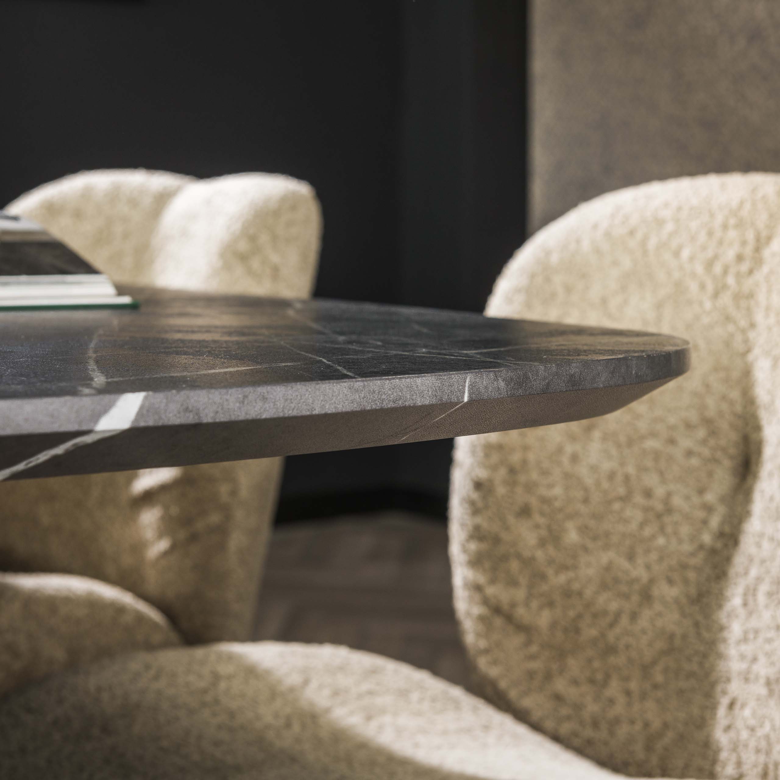 Dining room table 215 danish oval / 3D Melamine slate stone