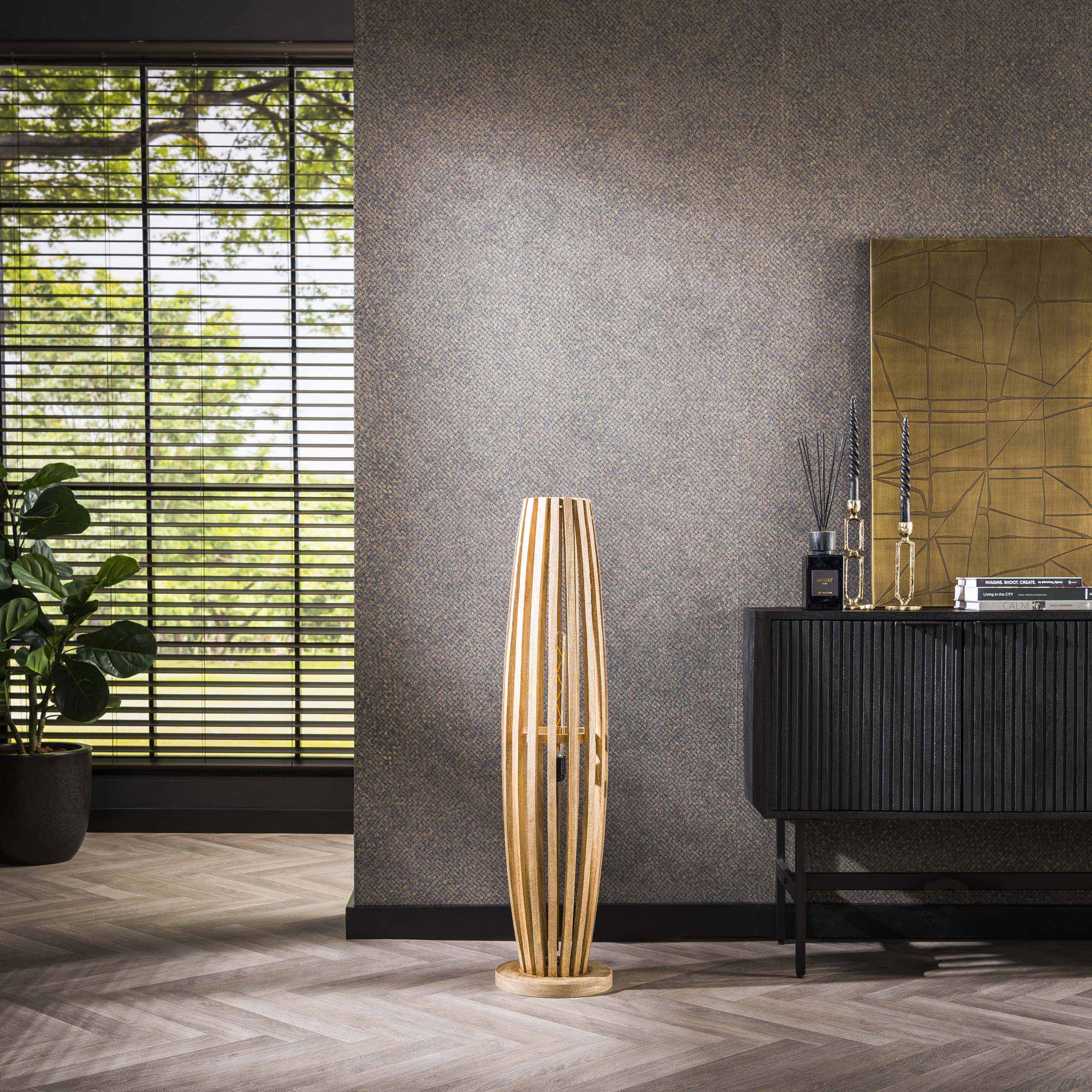 Floor lamp 2L orbit / Solid mango natural