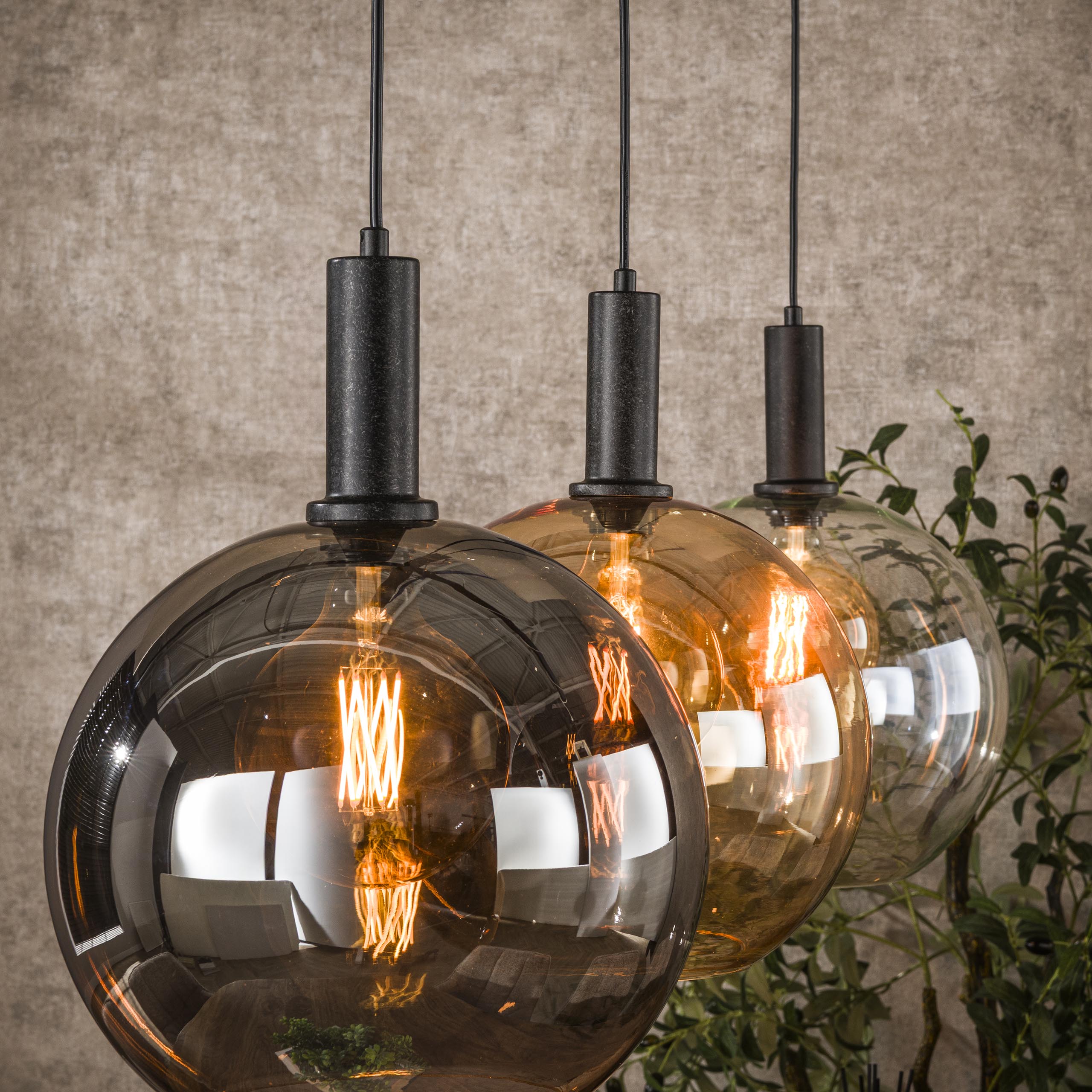 Lámpara colgante Sfera Tricolore 3 luces - Negro ártico