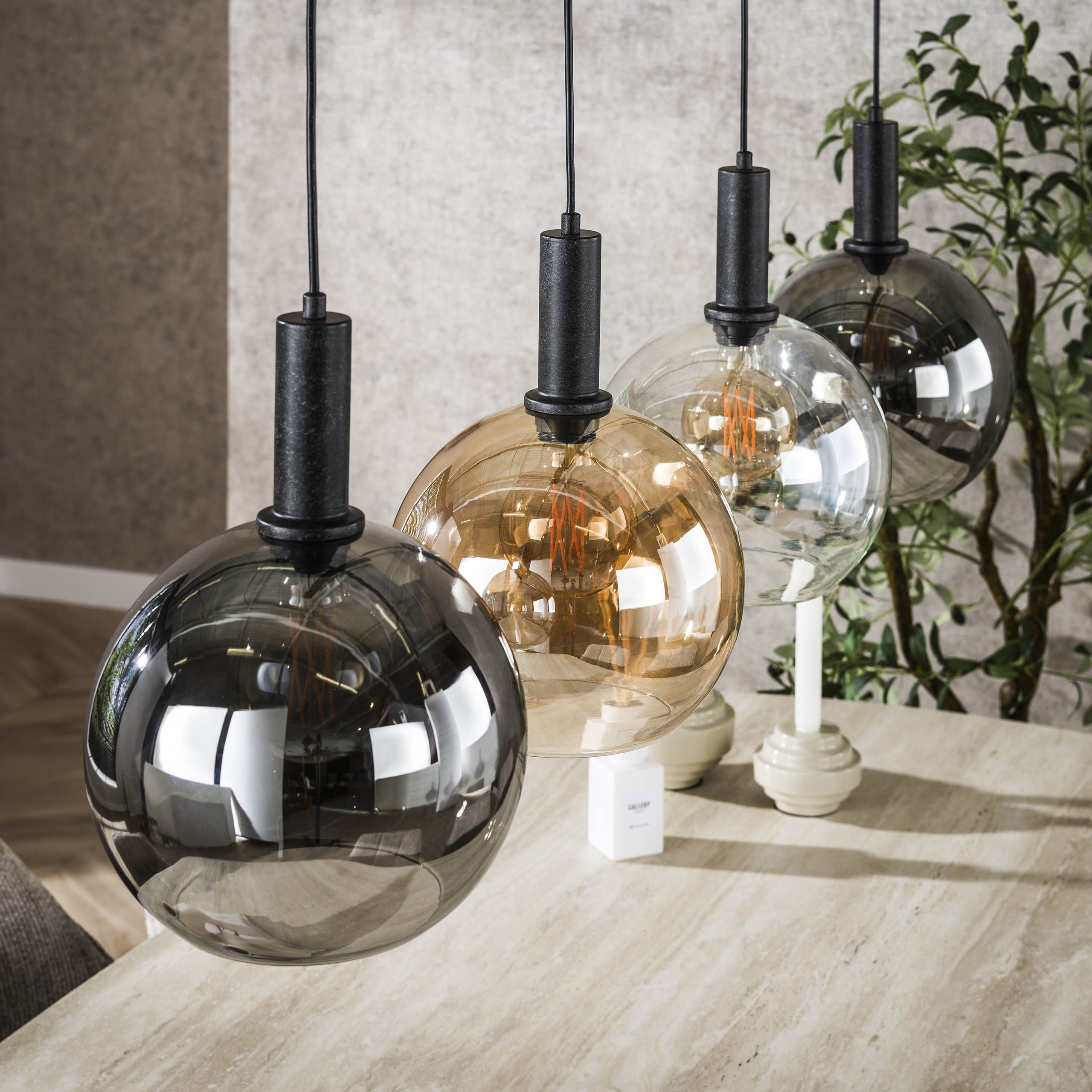 Hanging lamp Sfera Tricolore 4-light - Artic black