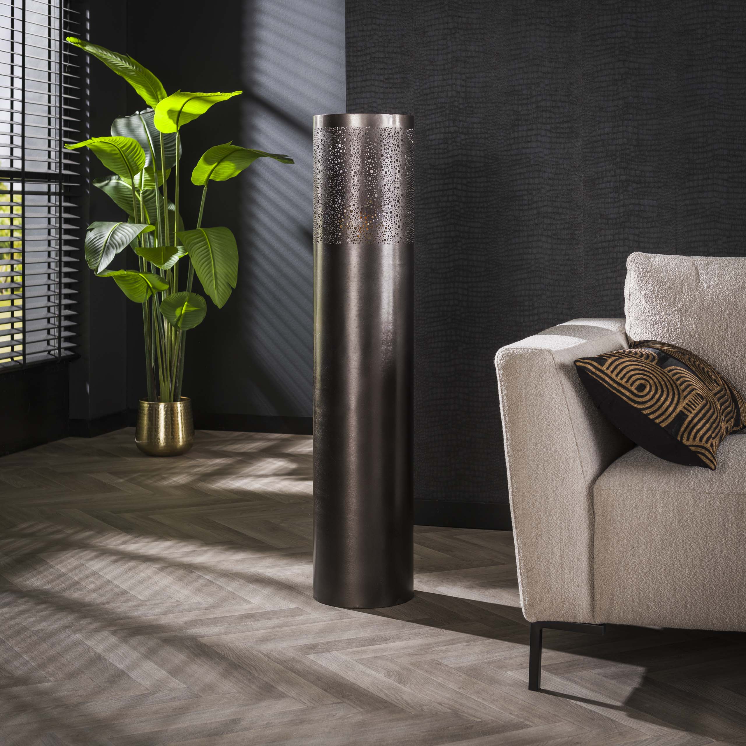 Floor lamp Cylinder Glow 1-light 120 cm - Black nickel