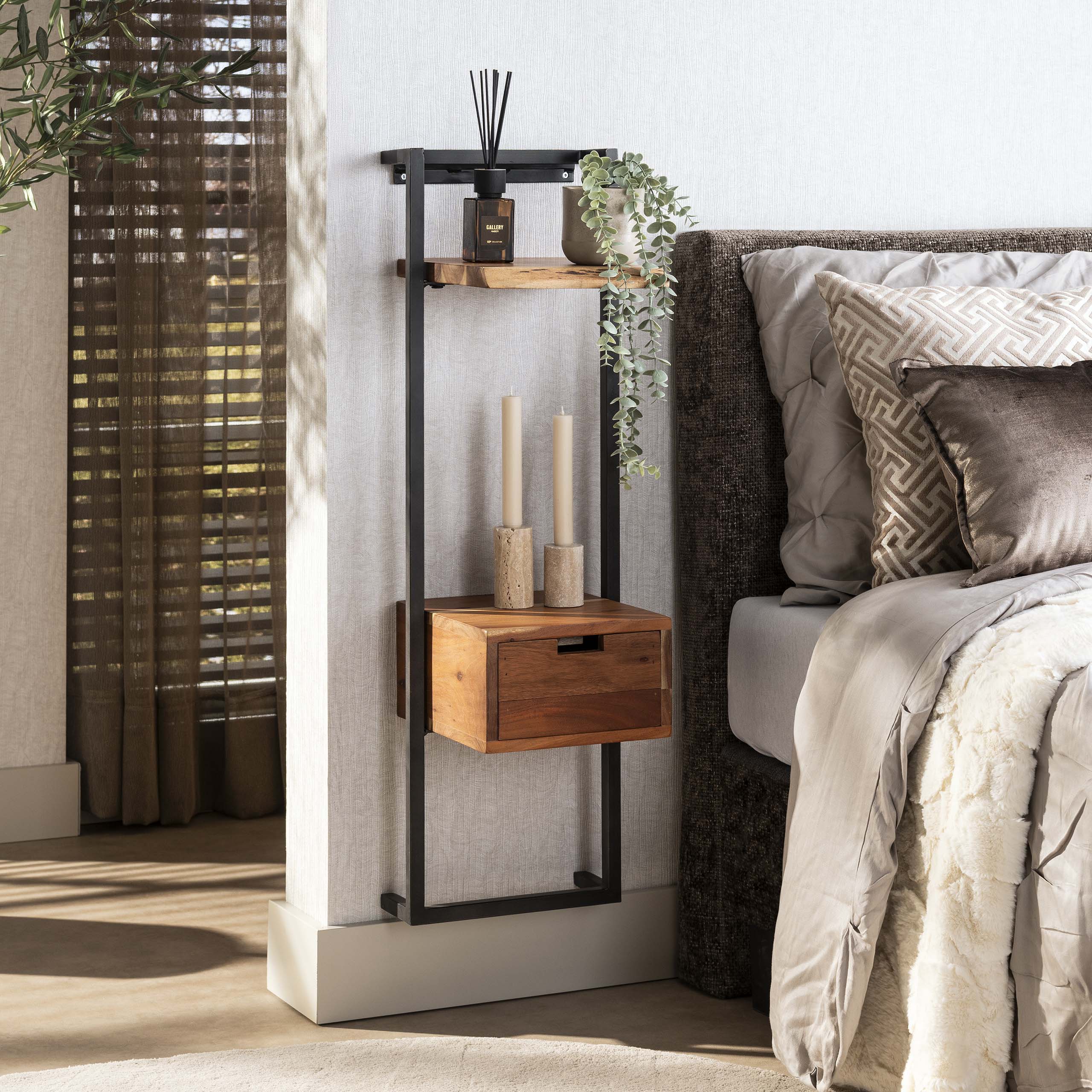 Bedside table air solid XS / Solid acacia natural