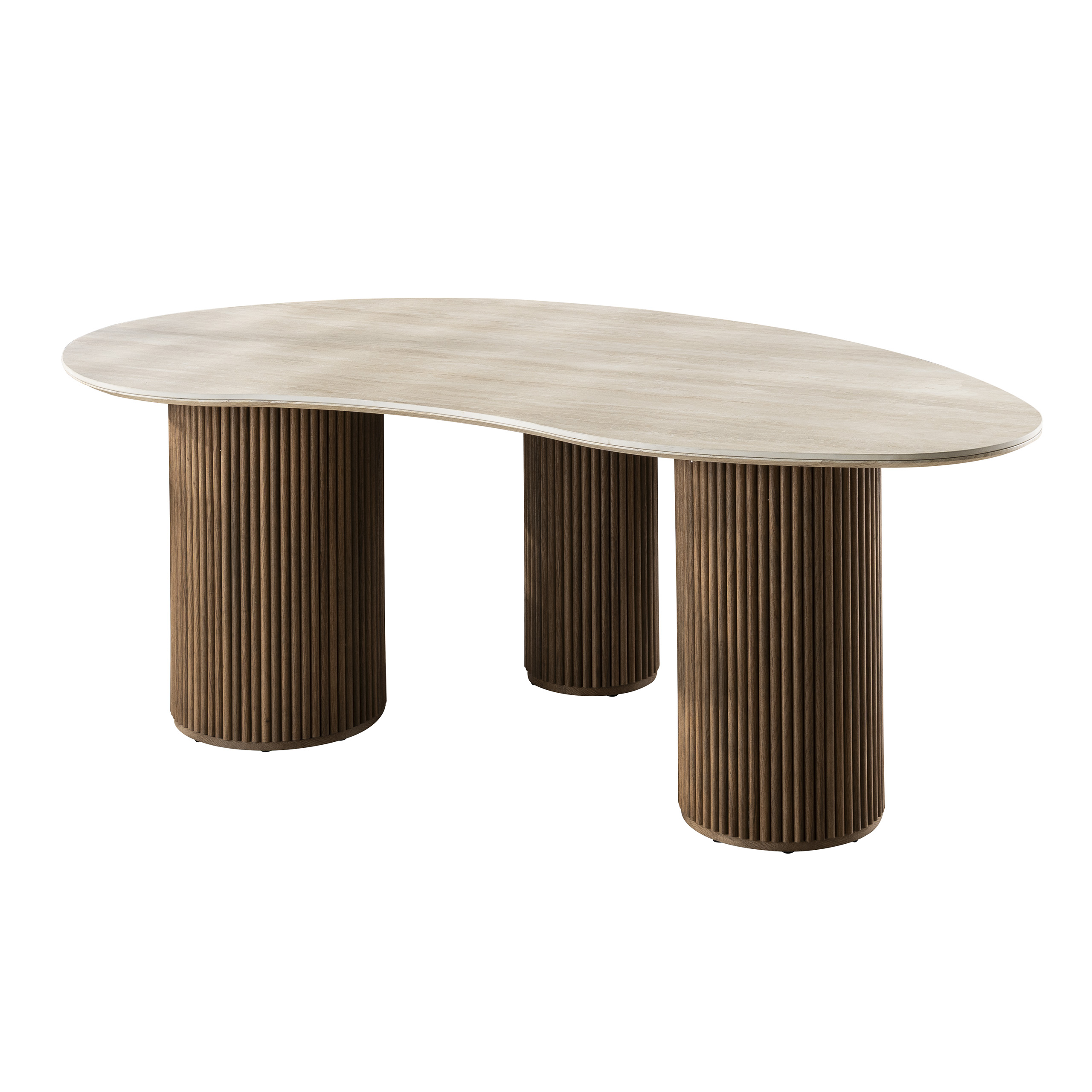 Romano dining table kidney-shaped 215 cm - 3D ceramic travertine