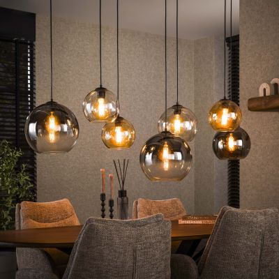 Hanging lamp 4+3 multi globe XL / Artic black