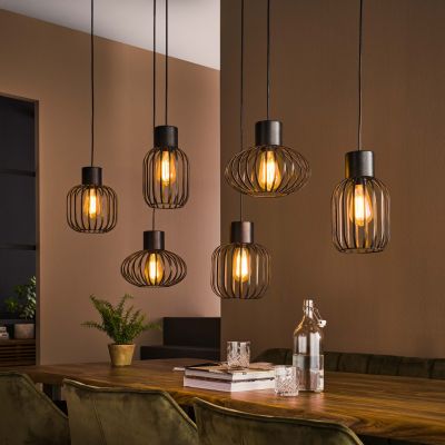 Hanging lamp 3+3 mix metal / Charcoal