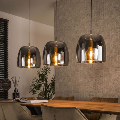 Hanging lamp 3L drift glass / Smoke gray glass