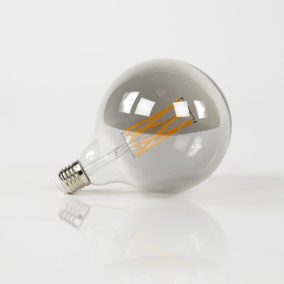 Fuente de luz LED [G125] bombilla de filamento Ø12,5 - E27 6W regulable / Vidrio gris humo
