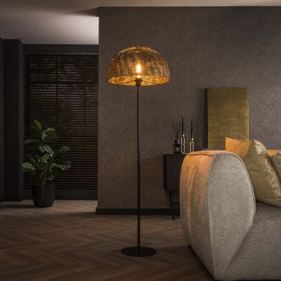 Floor lamp Ø50 armor open / Black brown