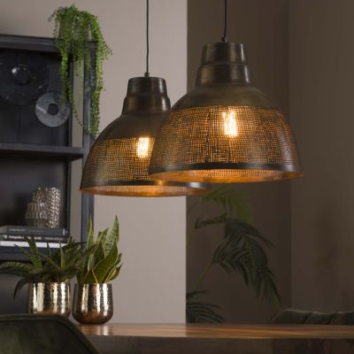 Hanging lamp 2xØ38 screen / Bronze antique