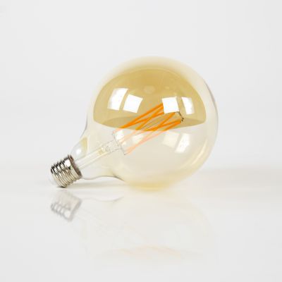 Fuente de luz LED [G125] bombilla de filamento Ø12,5 - E27 6W regulable / Vidrio ámbar