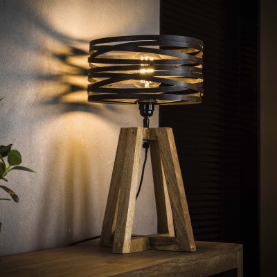 Table lamp twist wooden cross frame / Slate gray