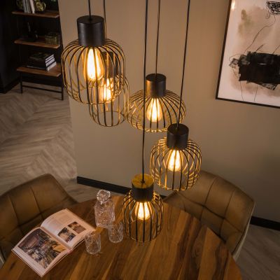 Hanging lamp 5L stepped mix metal / Charcoal